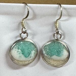 Handcrafted Turquoise Beach Wave Drop Earrings - Women Jewelry